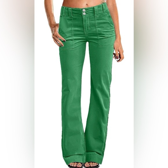 Flamingals Pants - Flamingals Wide Leg Pants Women Mid Waist Dress Flare Straight Leg Corduroy L